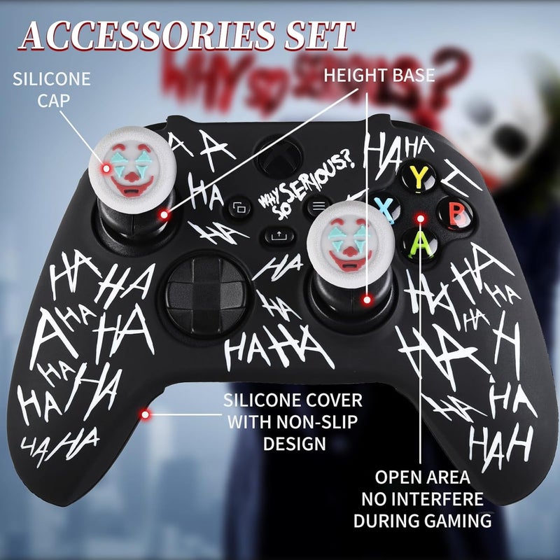 PlayRealm غطاء جلدي سيليكوني ملصق x 1 ومقابض موسعة x 2 لجهاز تحكم Xbox Series/One ذا جوكر - Image 2